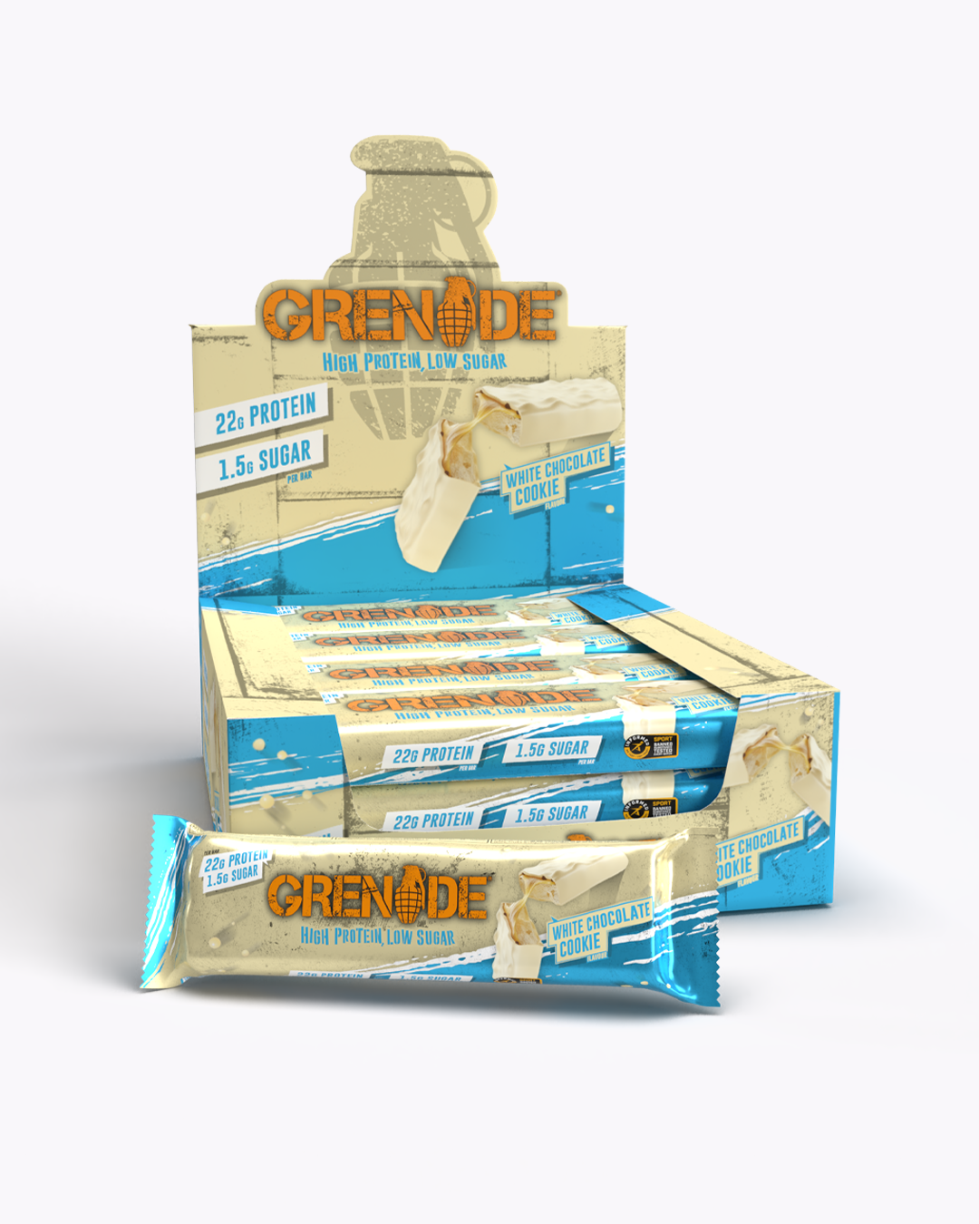 Grenade White Chocolate Cookie Protein Bar x12