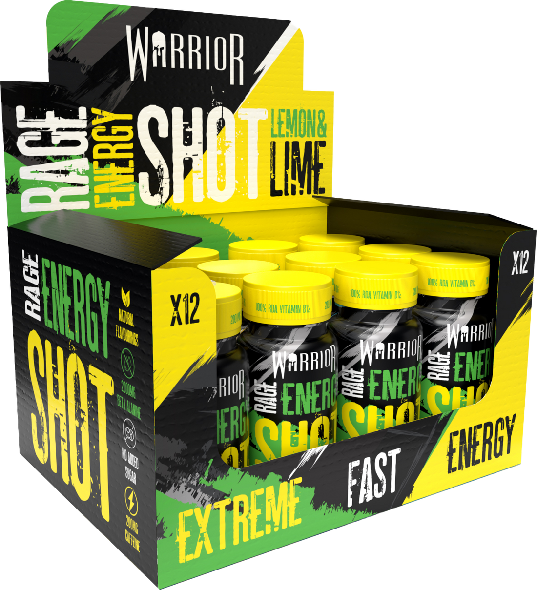 Warrior Pre-Workout Energy Shots - 12x 60ml Lemon & Lime