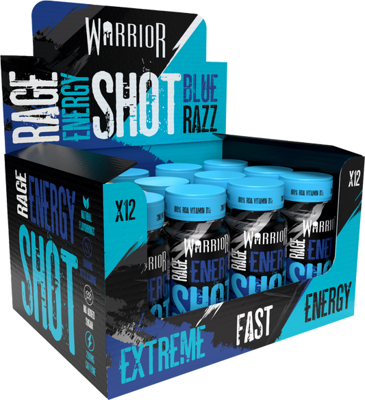 Warrior Pre-Workout Energy Shots - 12x 60ml Blue Raspberry